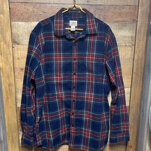L.L. Bean Multicolor Scotch red blue flannel Plaid Shirt